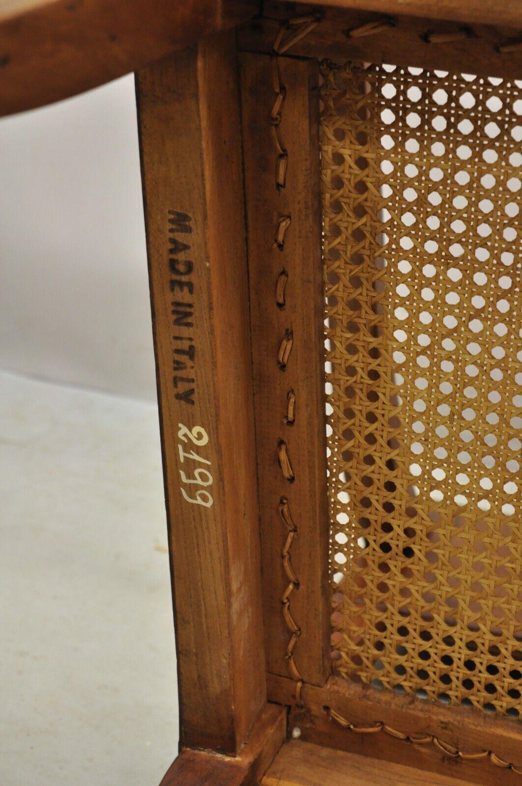 Antique Italian Biedermeier Style Elm Wood Cane Seat Walnut Bench Settee 6