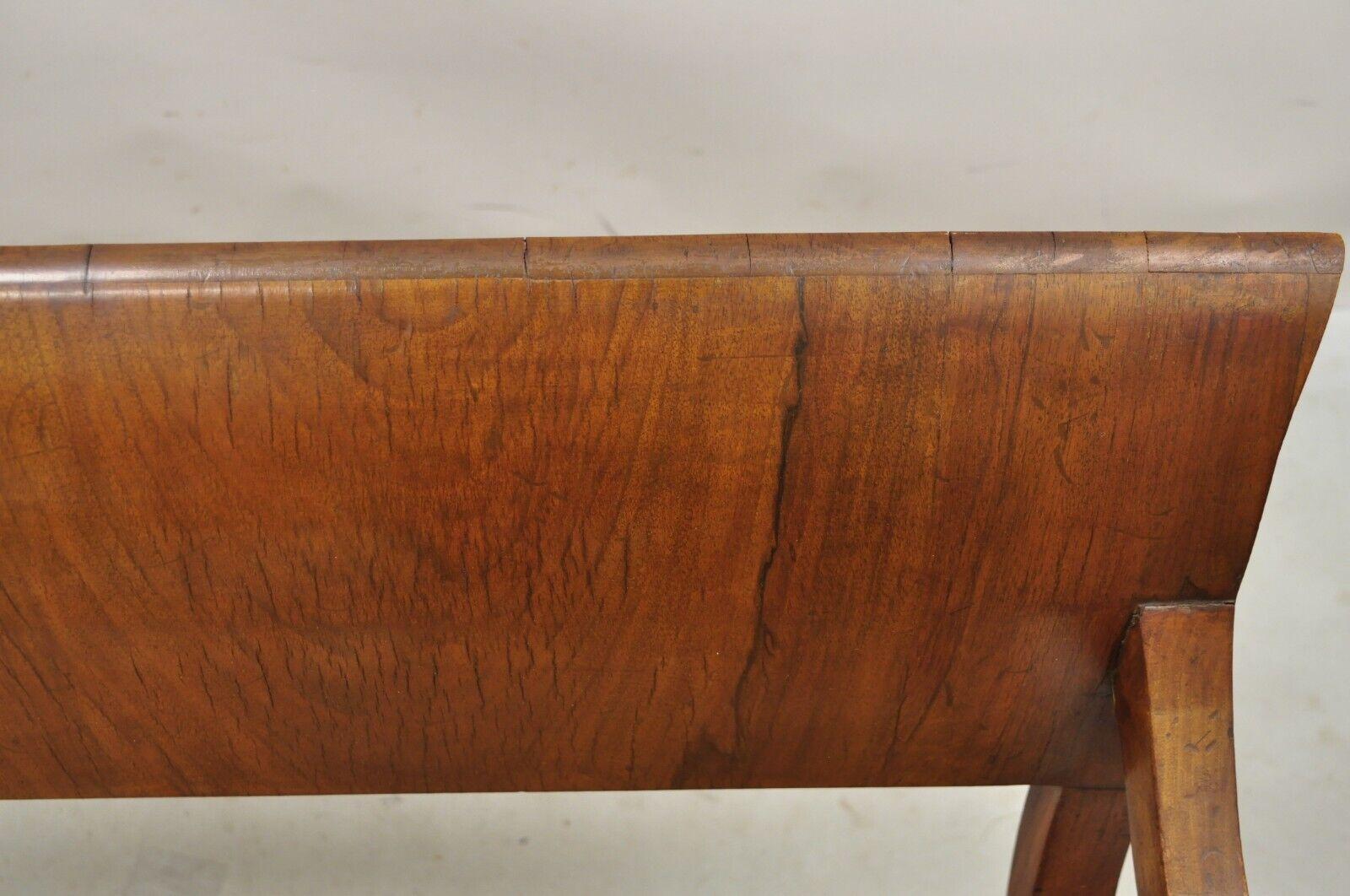 Antique Italian Biedermeier Style Elm Wood Cane Seat Walnut Bench Settee 8