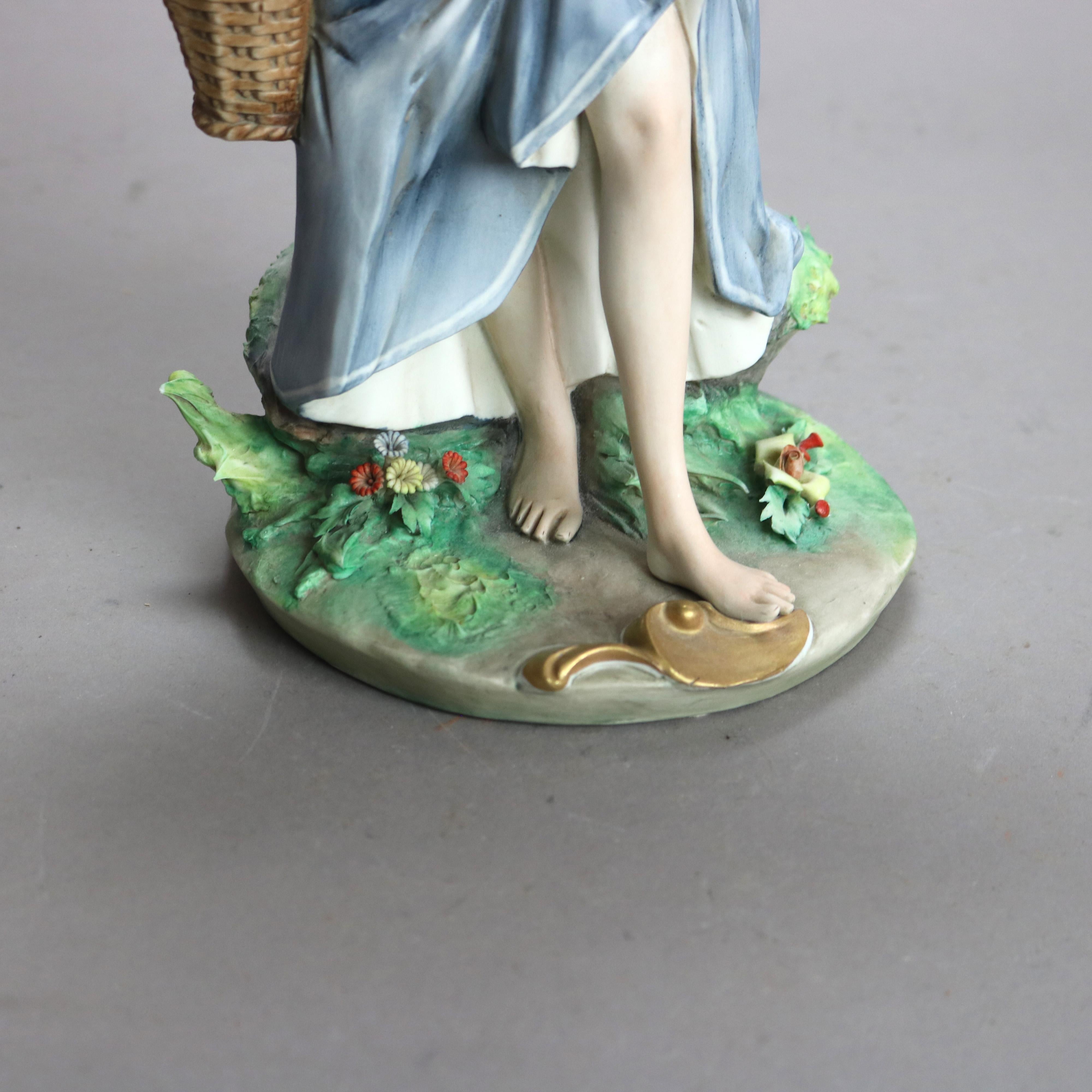 Antica porcellana italiana di bisquit dipinta a mano di Capodimonte 