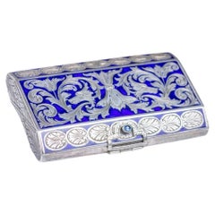Antique Italian Blue Enamel & Silver Gilt Case