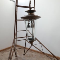 Antique Italian Bow Glass Pendant Lantern
