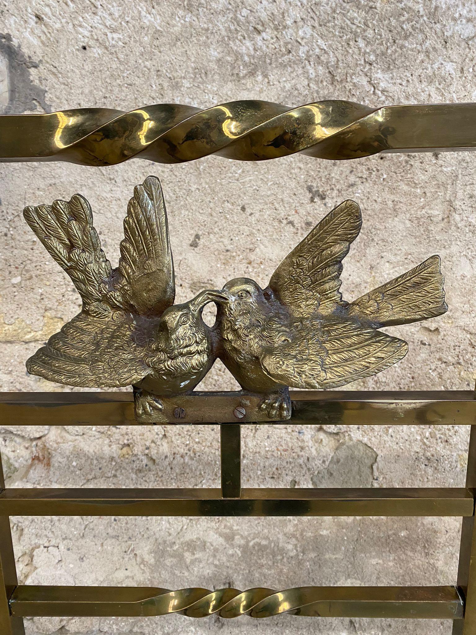 Hand-Carved Antique Brass Bed Italian Art Nouveau Period Bronze Eros