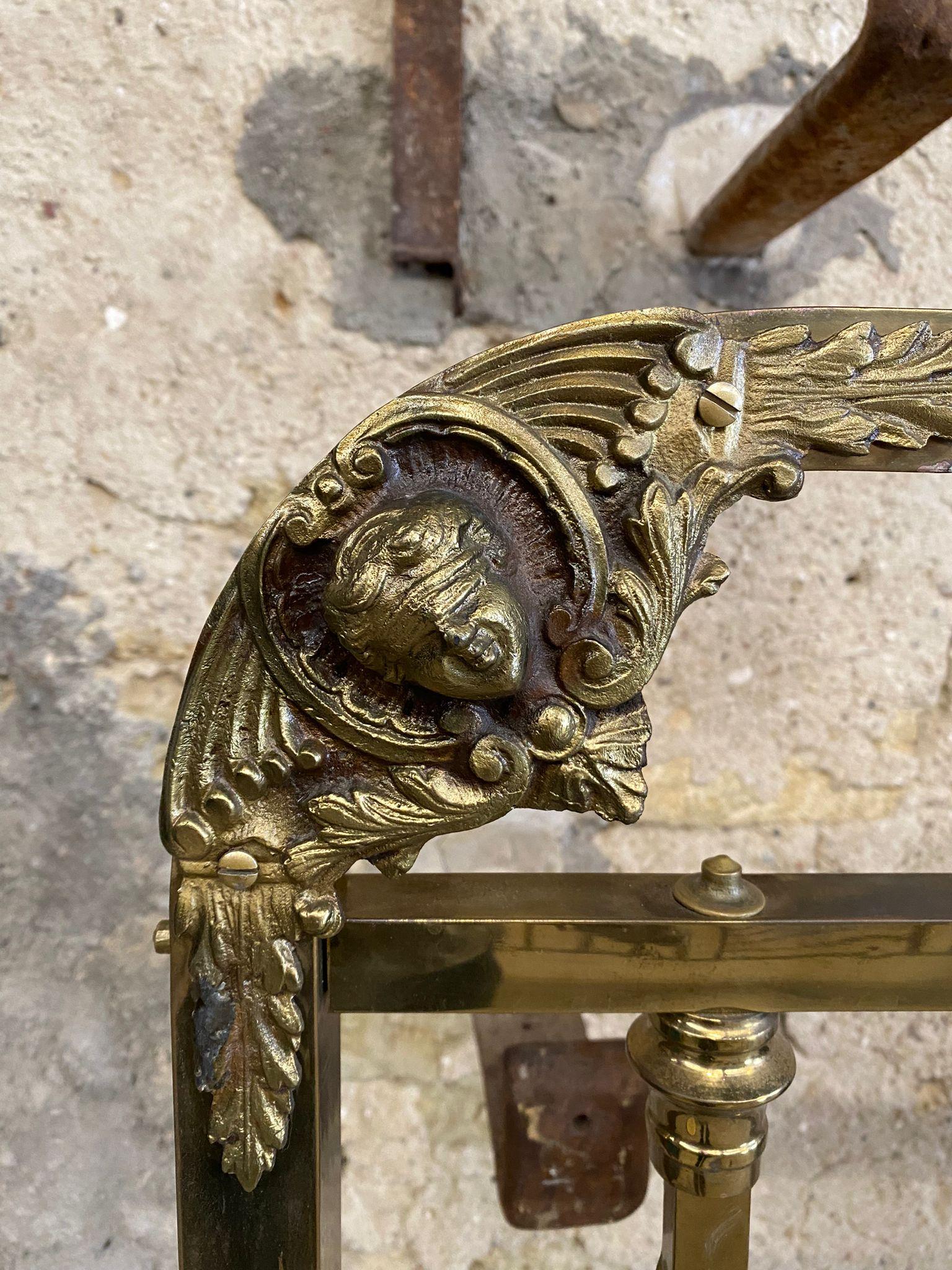20th Century Antique Brass Bed Italian Art Nouveau Period Bronze Eros