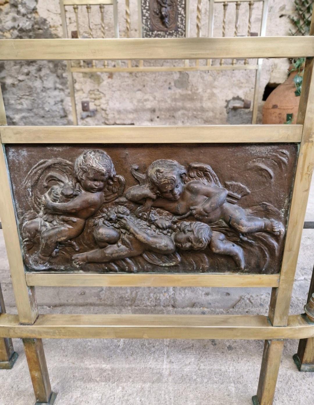 Lit italien ancien en laiton de la période Art nouveau en vente 5