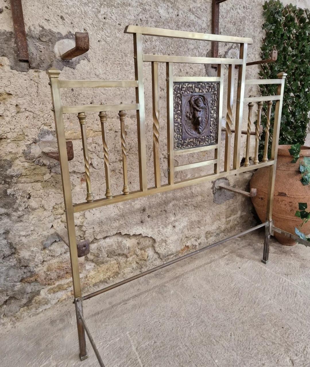 Antique Italian Brass Bed Art Nouveau Period For Sale 1