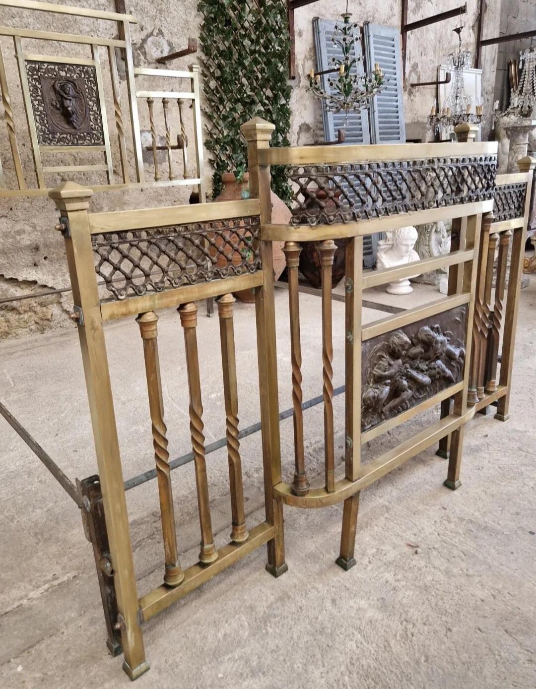 Antique Italian Brass Bed Art Nouveau Period For Sale 2