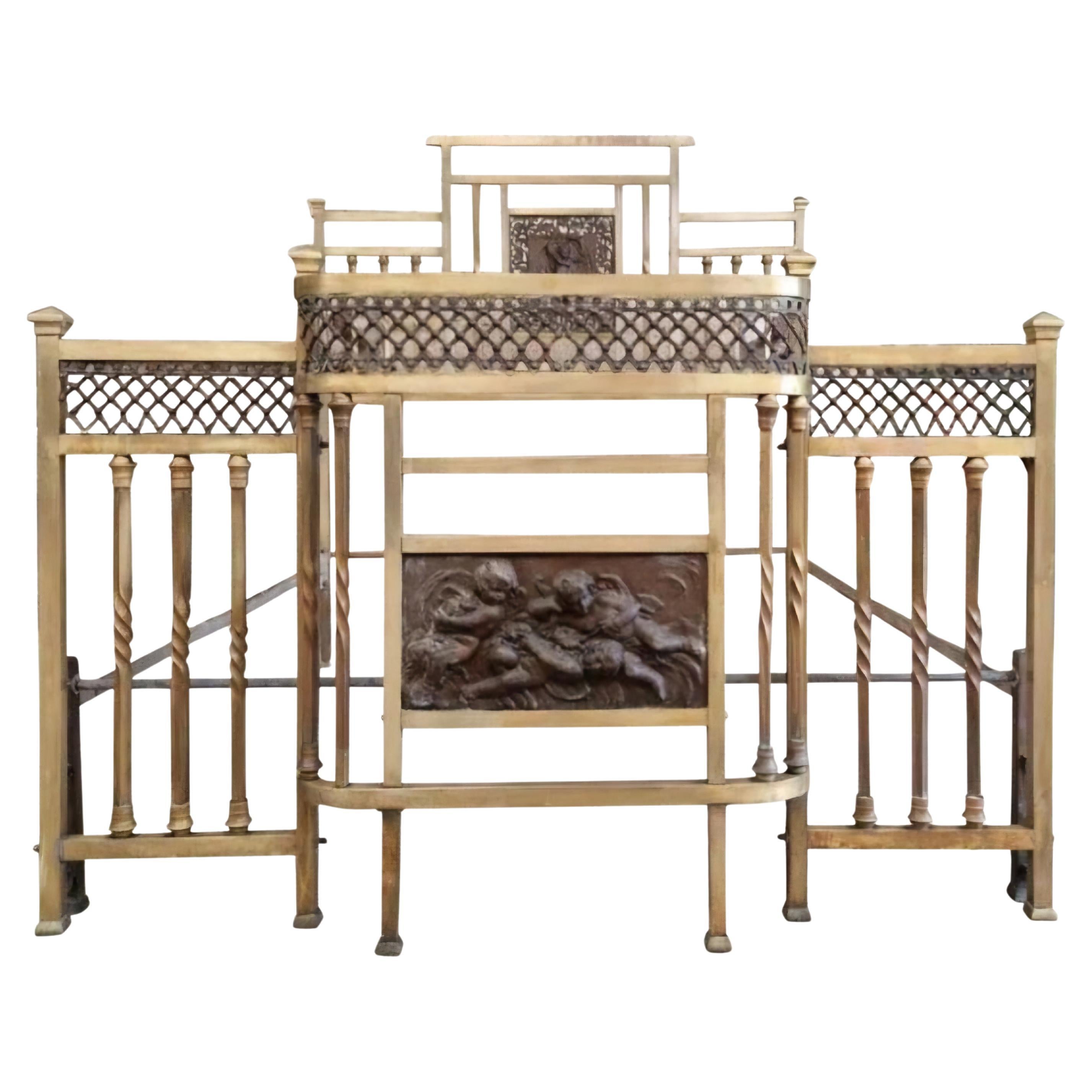 Letto italiano antico in ottone periodo liberty