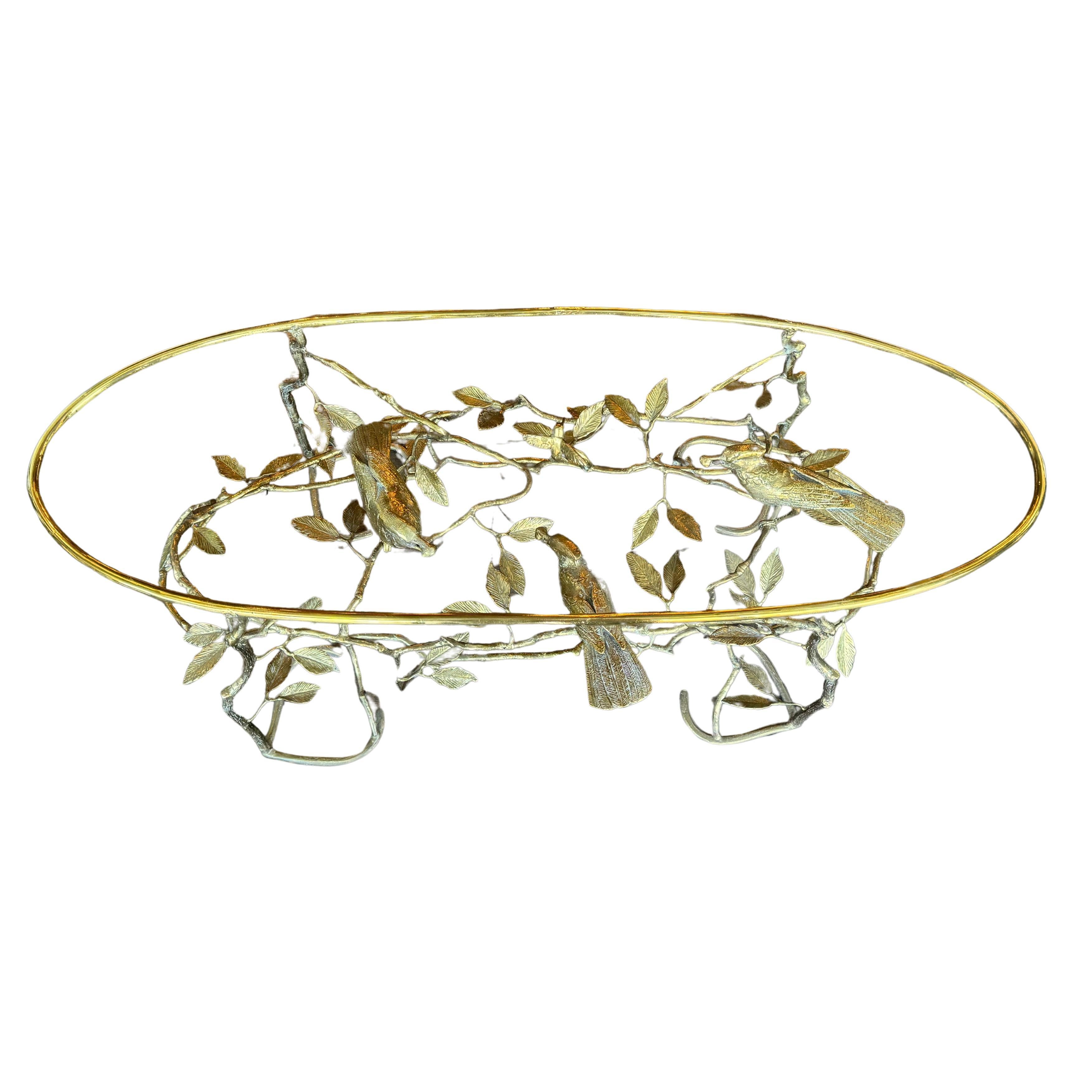 Antique Italian Forged Brass Tree and Bird Cocktail Table, Circa 1950
Original Glass Oval Top Included
Dimensions with Glass Top Mentioned Above

