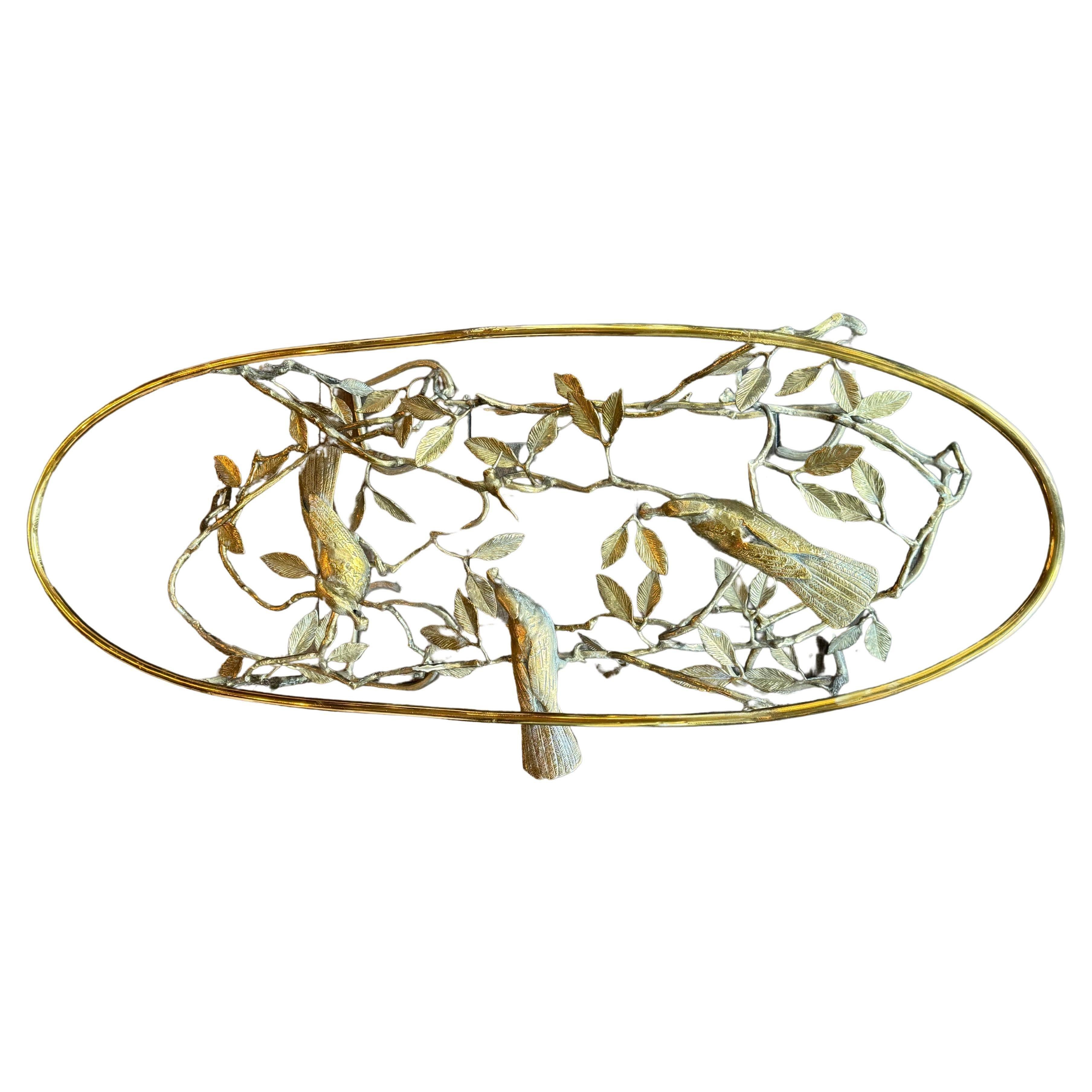 Rococo Revival Antique Italian Brass Bird Cocktail Table, Circa 1950