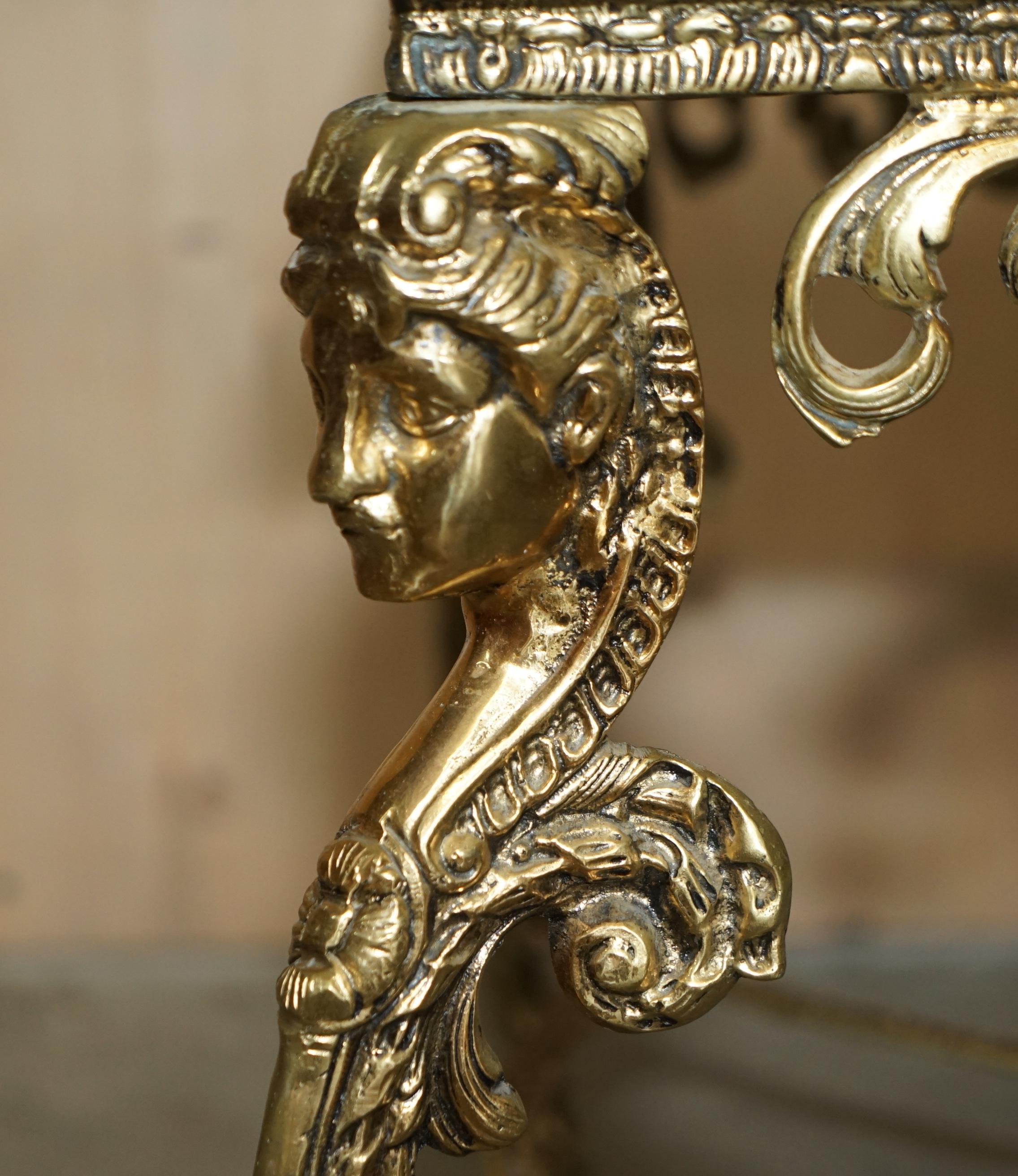 Antique Italian Brass & Carrara Marble Coffee Table circa 1880 Thick Cut Top For Sale 2