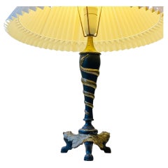 Antique Italian Brass Table Lamp with Twisted Snake