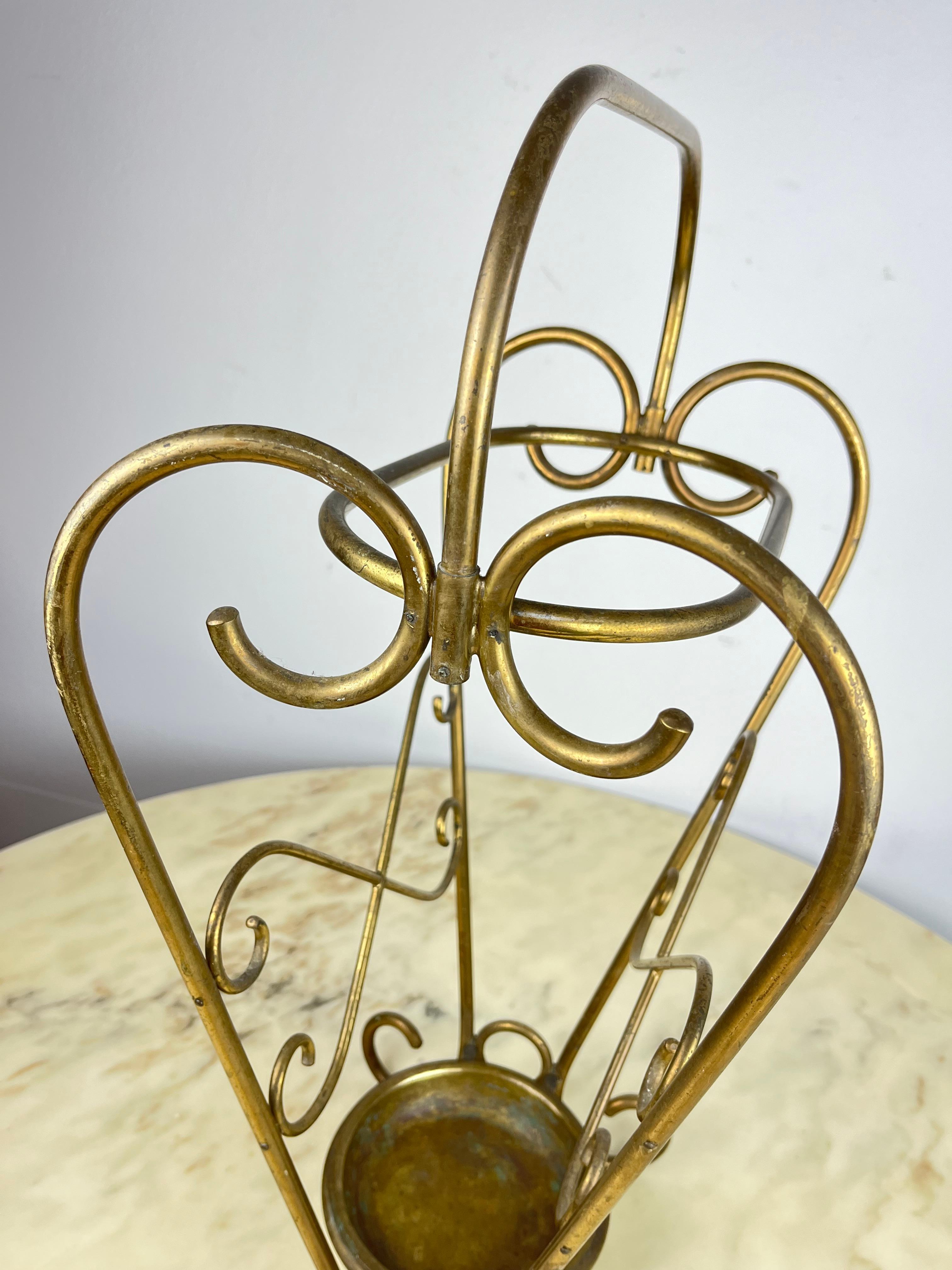 Other Antique Italian Brass Umbrella Stand, 1950s For Sale