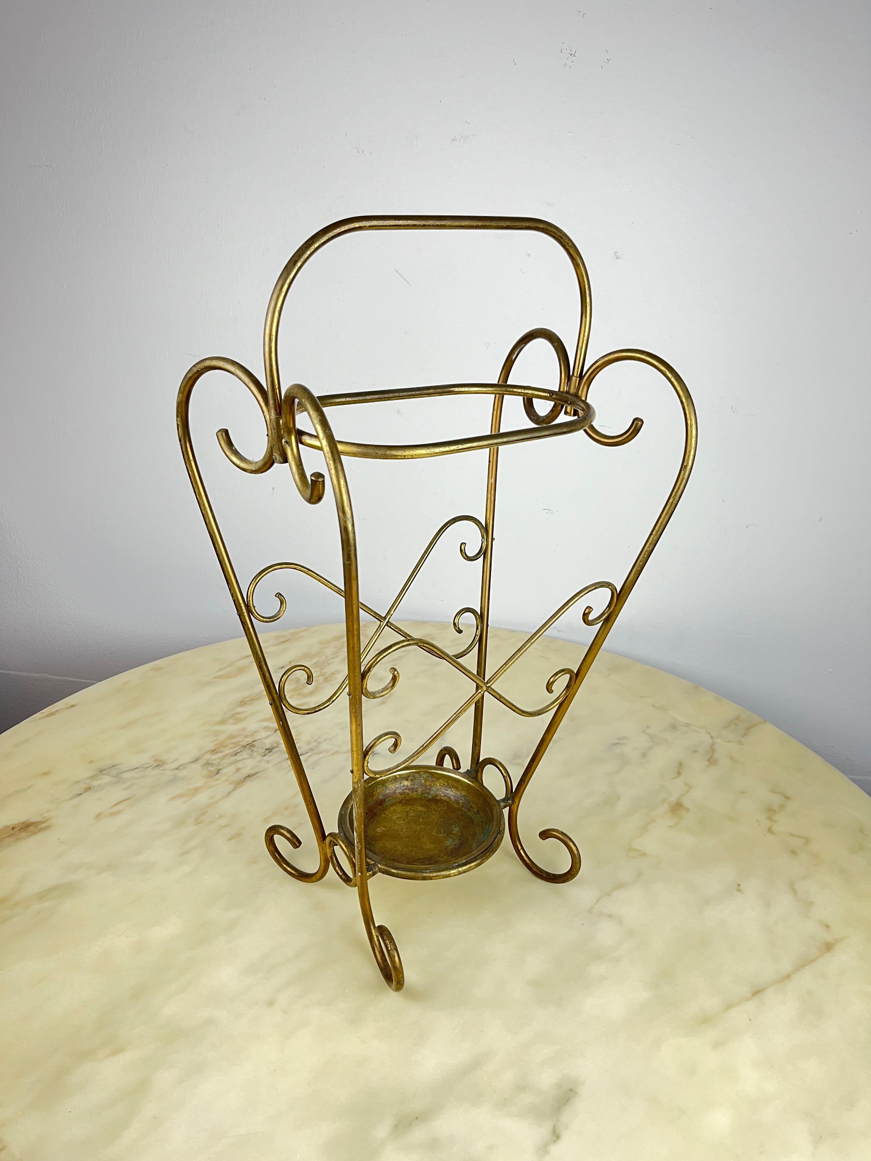 Antique Italian Brass Umbrella Stand, 1950s For Sale 1