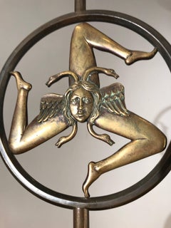 Antique Italian Bronze Pendant with Trinacria, Hellenic Nature of Sicily Symbol