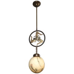 Antique Italian Bronze Pendant with Trinacria, Hellenic Nature of Sicily Symbol
