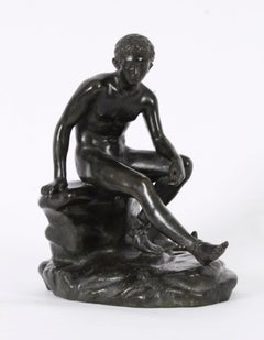 Antike italienische Bronzeskulptur Herme, Neapel, Italien, 19. Jahrhundert