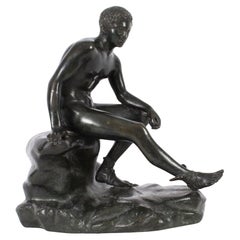 Antigua Escultura Italiana de Bronce Herme Nápoles Italia S. XIX