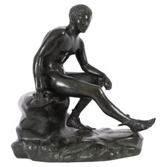 Antike italienische Bronzeskulptur Herme, Neapel, Italien, 19. Jahrhundert