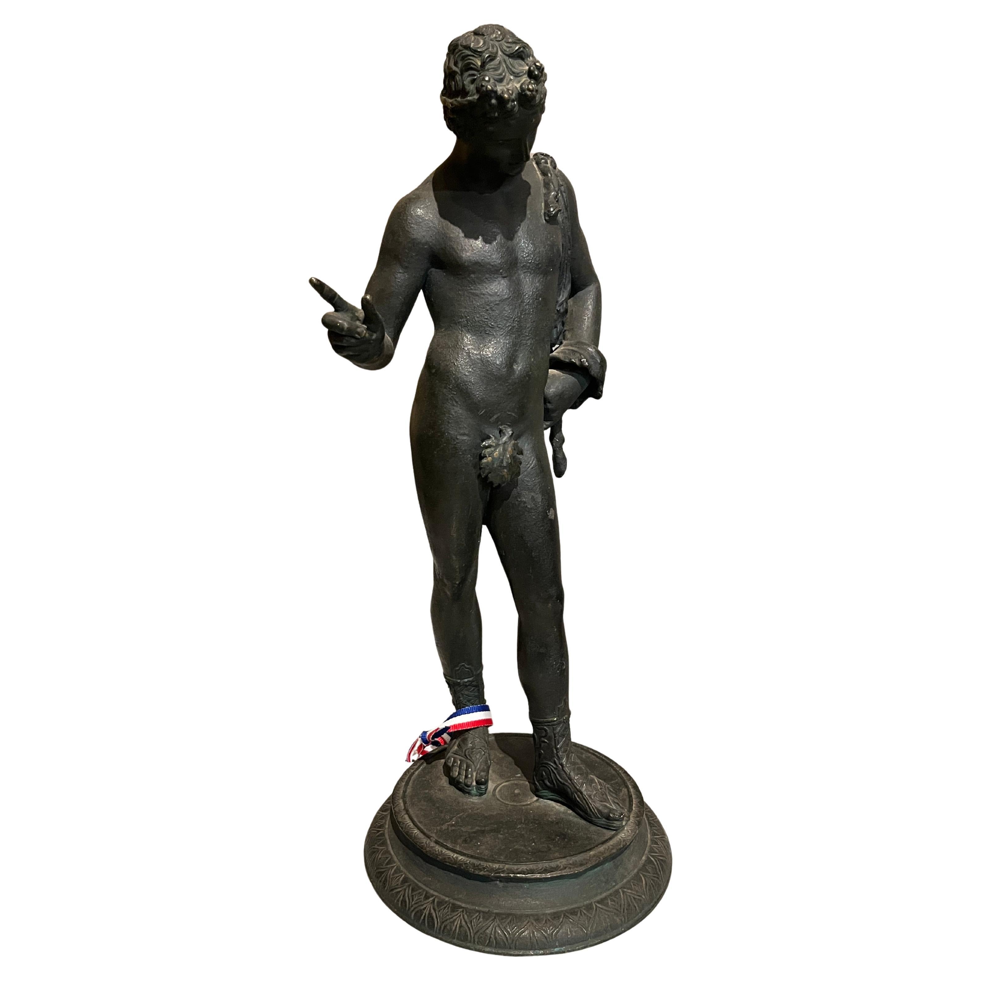 Antique Italian Bronze Sculpture Narcissus