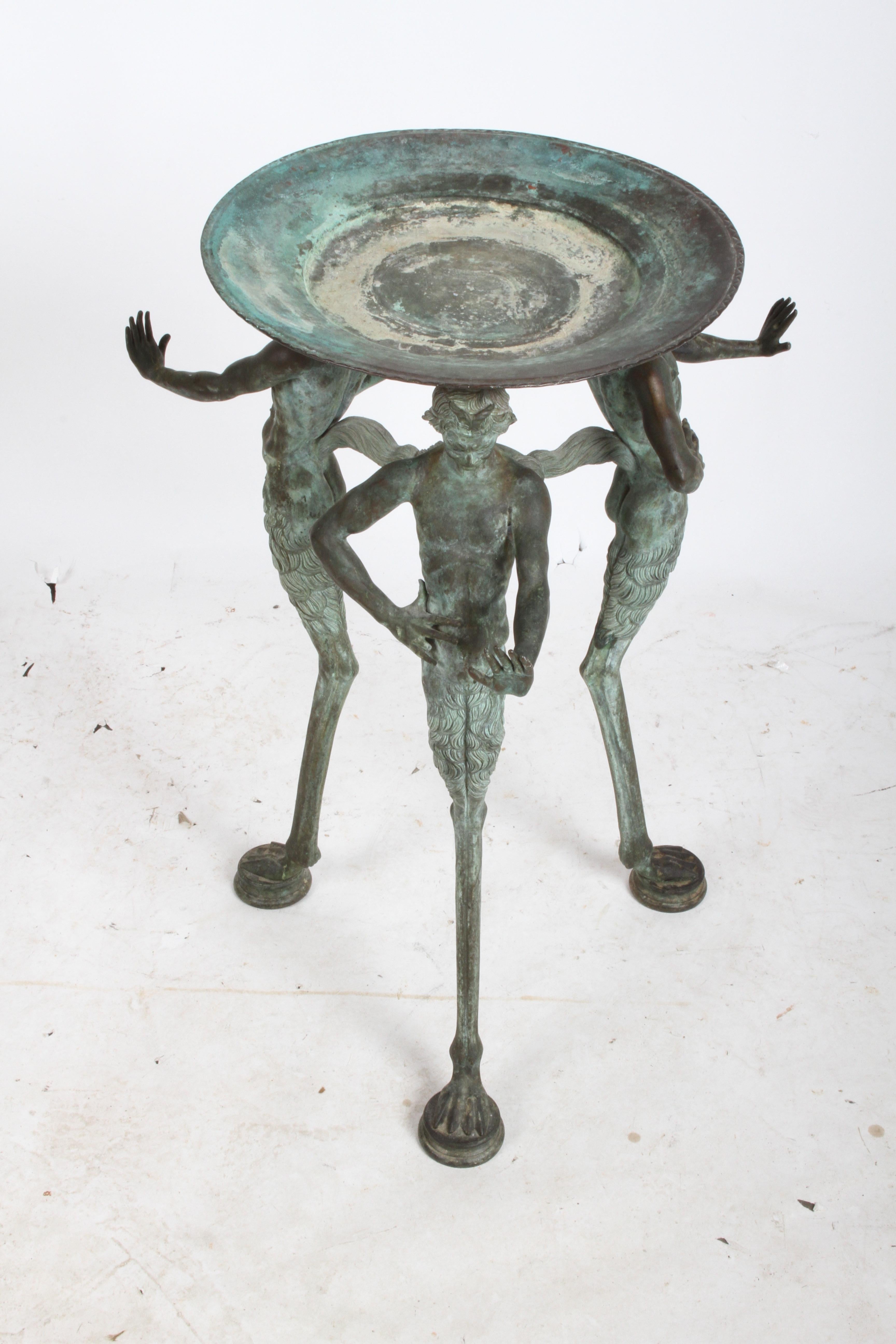 Late 19th or early 20th century antique Italian bronze Etruscan Tripod jardinière with satyrs or pan figures, after the Roman antique 