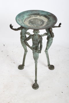 Tripode en bronze italien ancien avec satyres, figures de pan Jardinière, Grand Tour