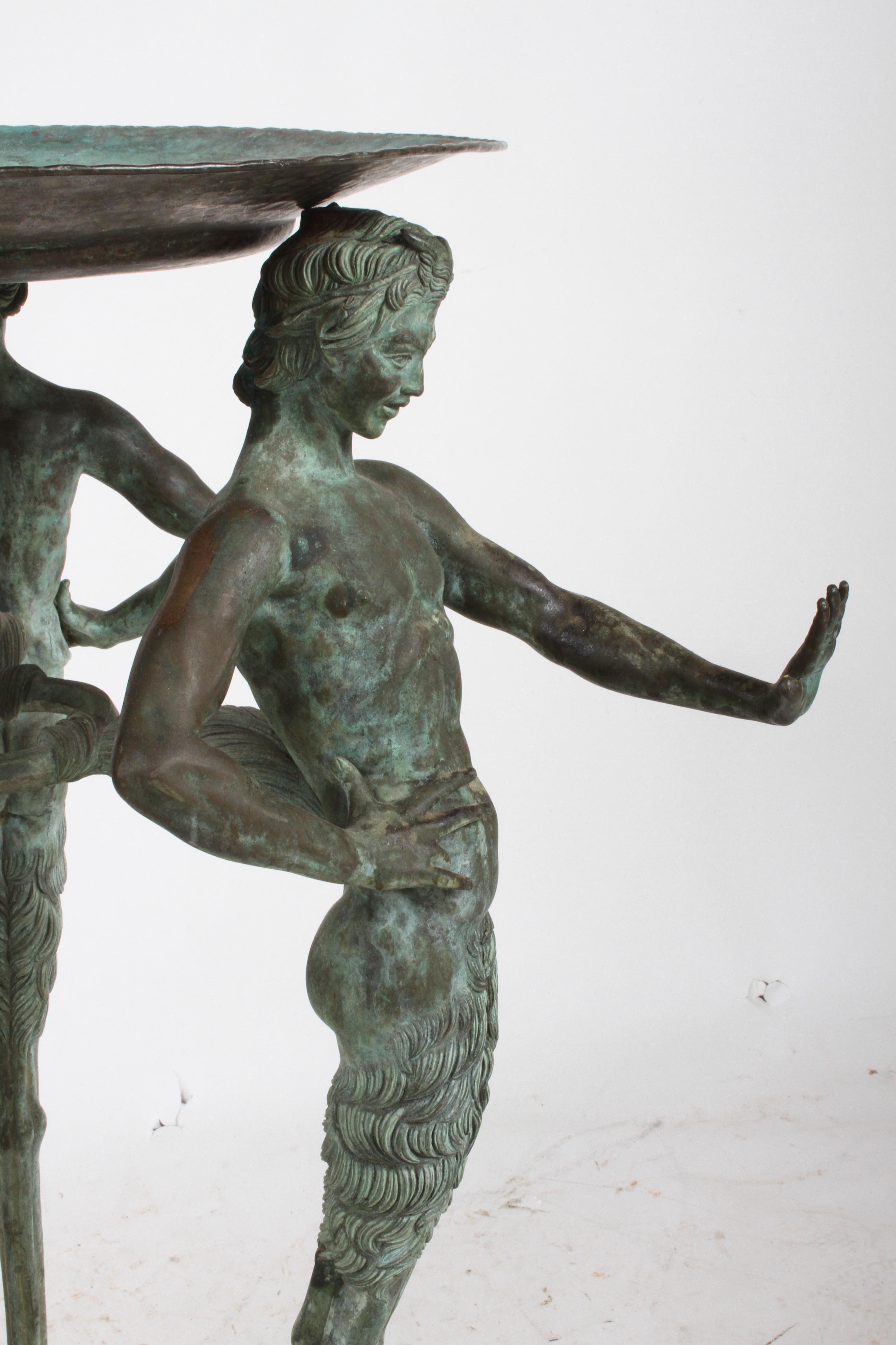 Antique Italian Bronze Tripod with Satyrs, Pan Figures Jardinière, Grand Tour In Good Condition In St. Louis, MO