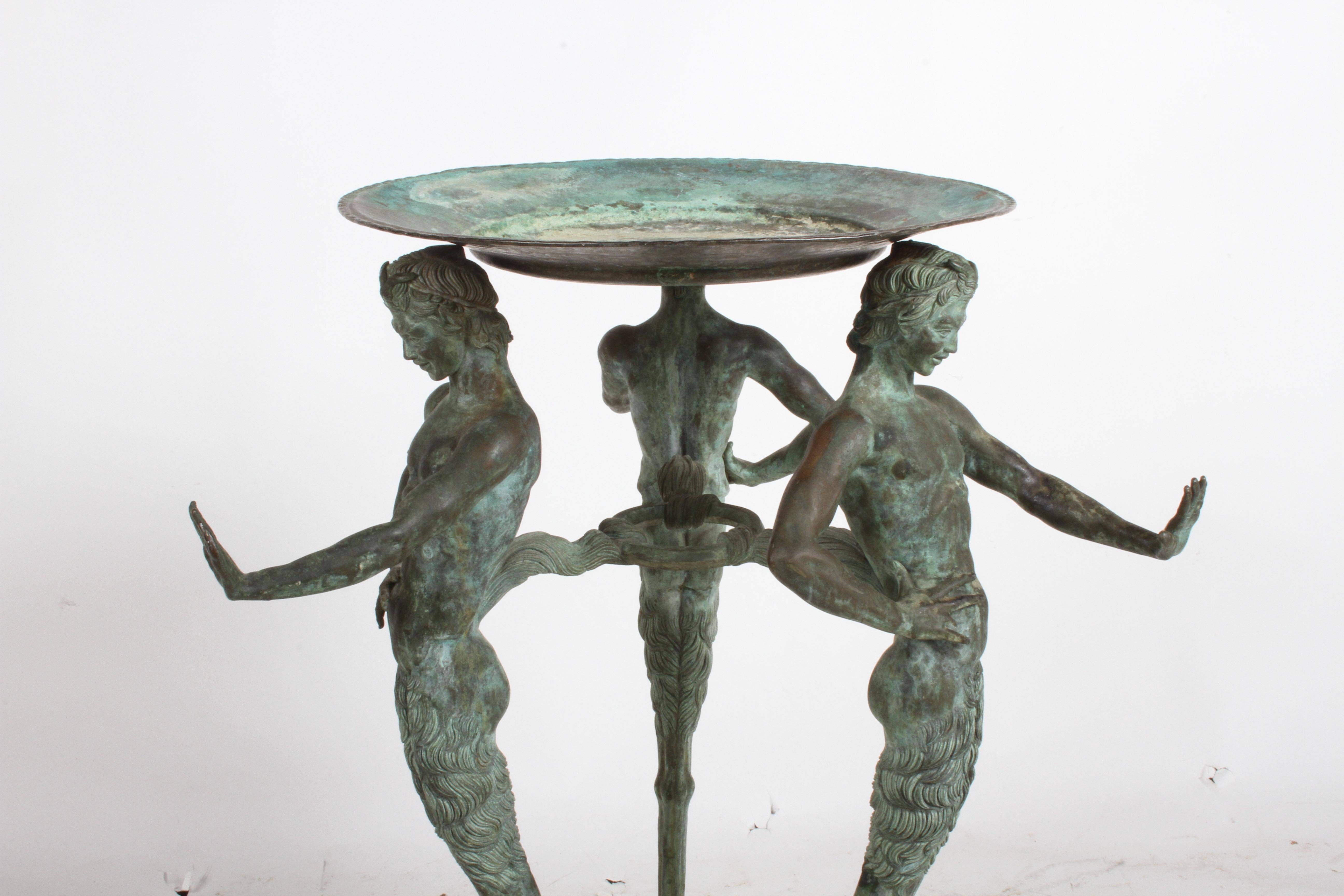 Late 19th Century Antique Italian Bronze Tripod with Satyrs, Pan Figures Jardinière, Grand Tour