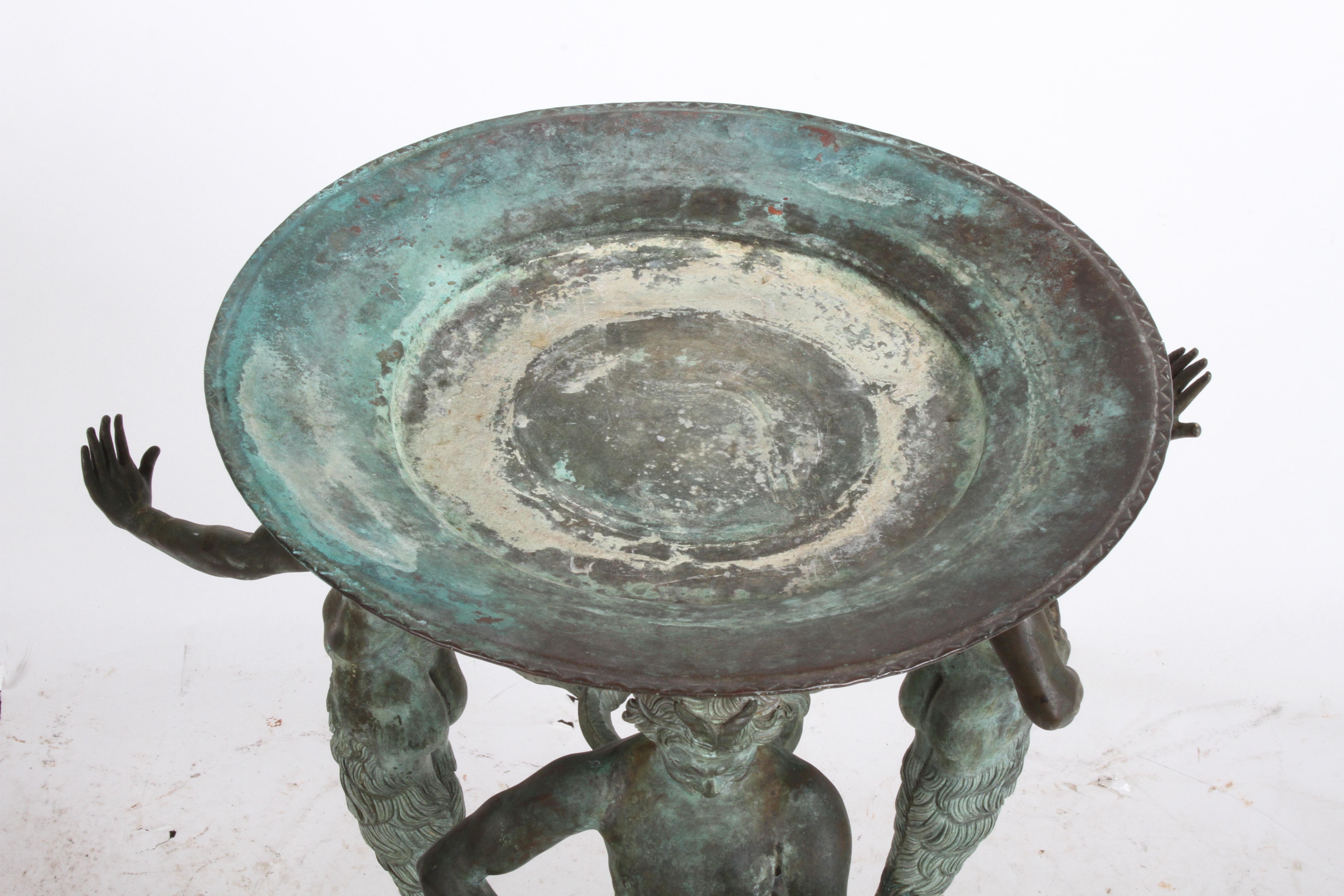 Antique Italian Bronze Tripod with Satyrs, Pan Figures Jardinière, Grand Tour 1