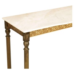 Console italienne ancienne en laiton bruni et doré, avec plateau en marbre de Carrare, Venise