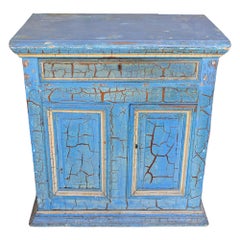 Antique Italian Cabinet in Distressed Blue and Gold Painted Finish