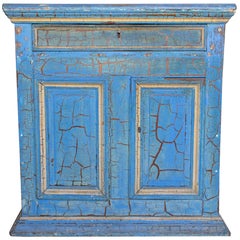 Antique Italian Cabinet in Distressed Blue and Gold Painted Finish 
