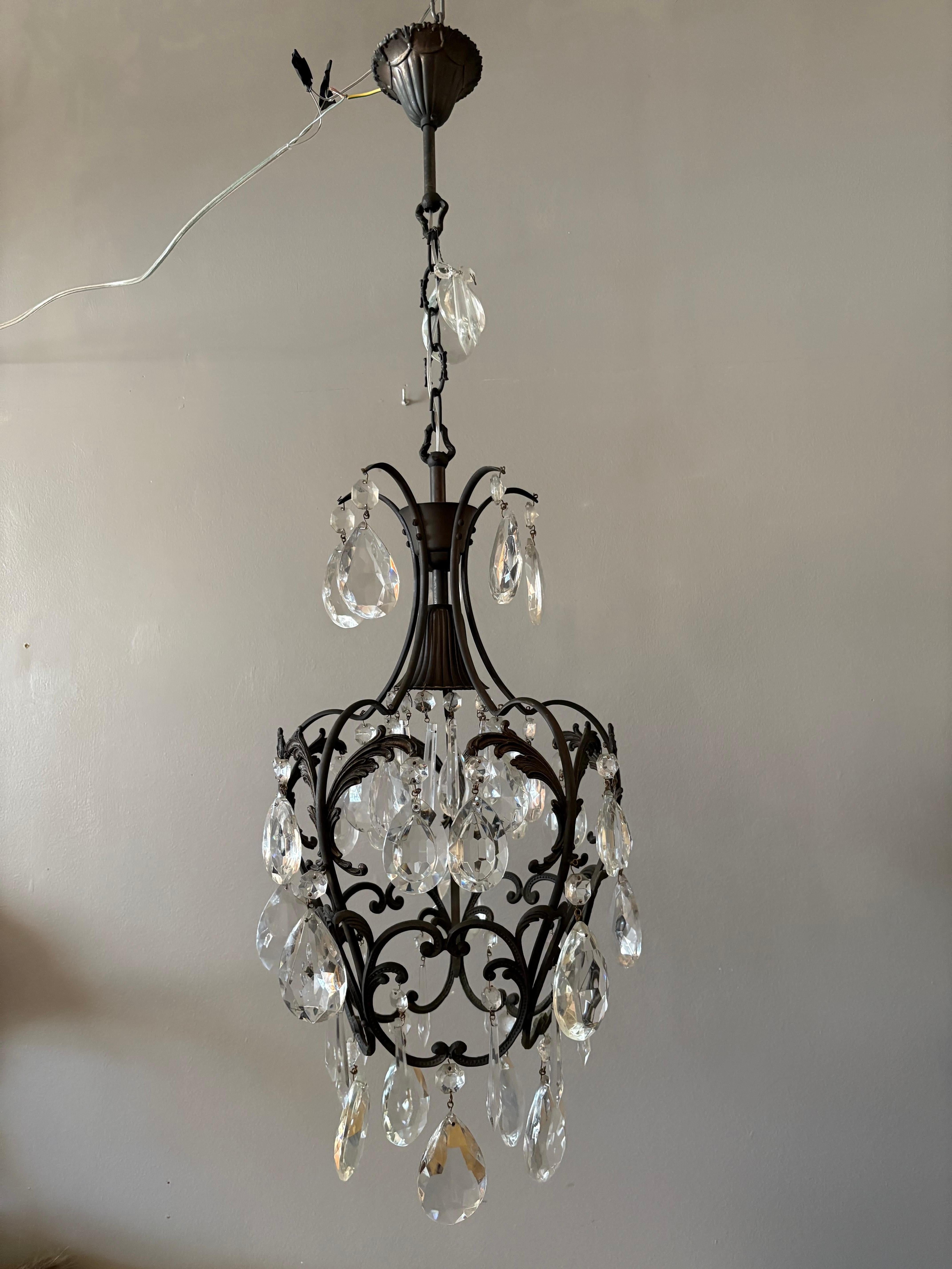 Lustre italien ancien à cage Bon état - En vente à Los Angeles, CA