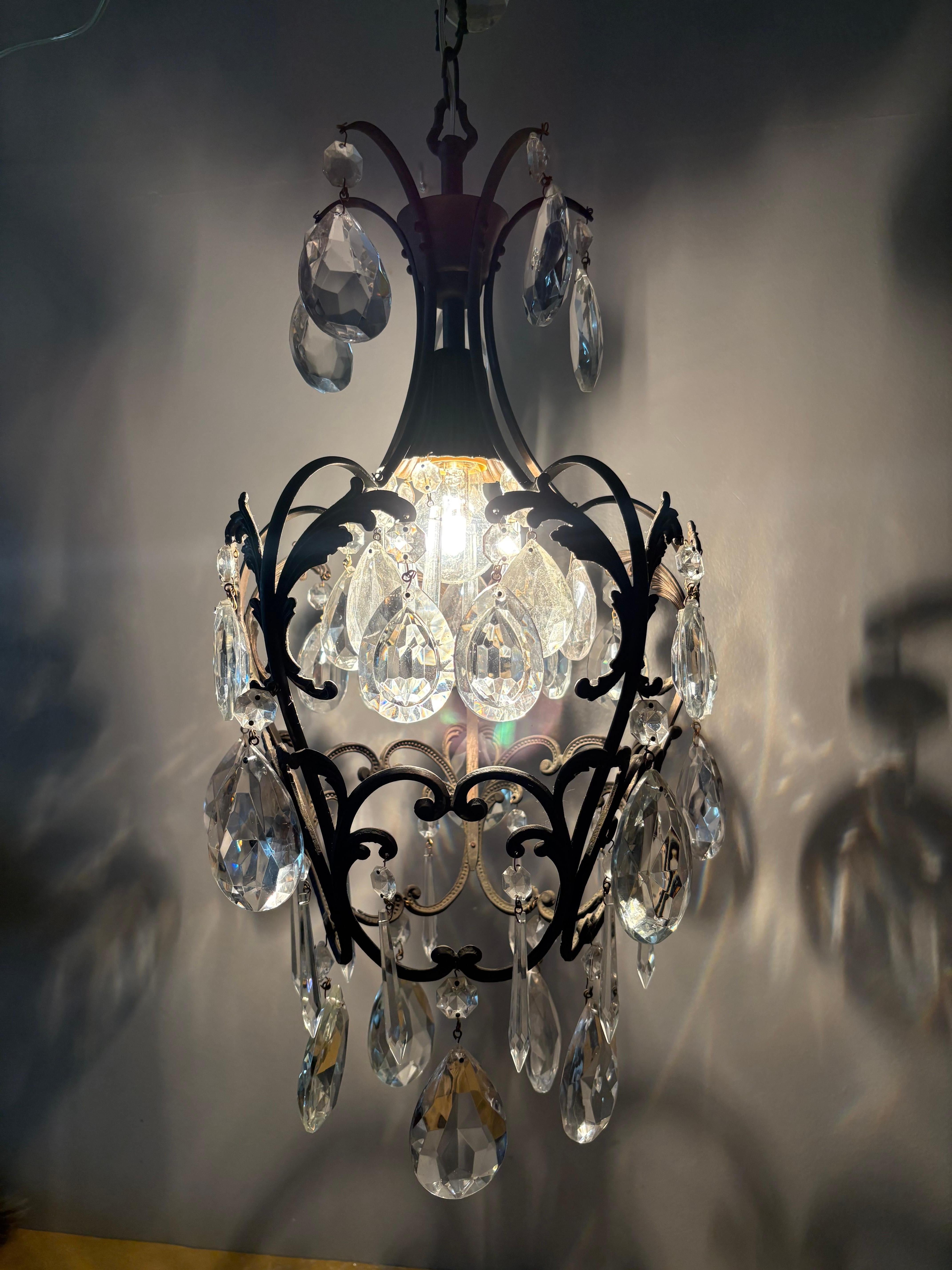 20ième siècle Lustre italien ancien à cage en vente