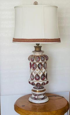Antique Italian Cantagalli Daliso Lustro Handpainted Lamp