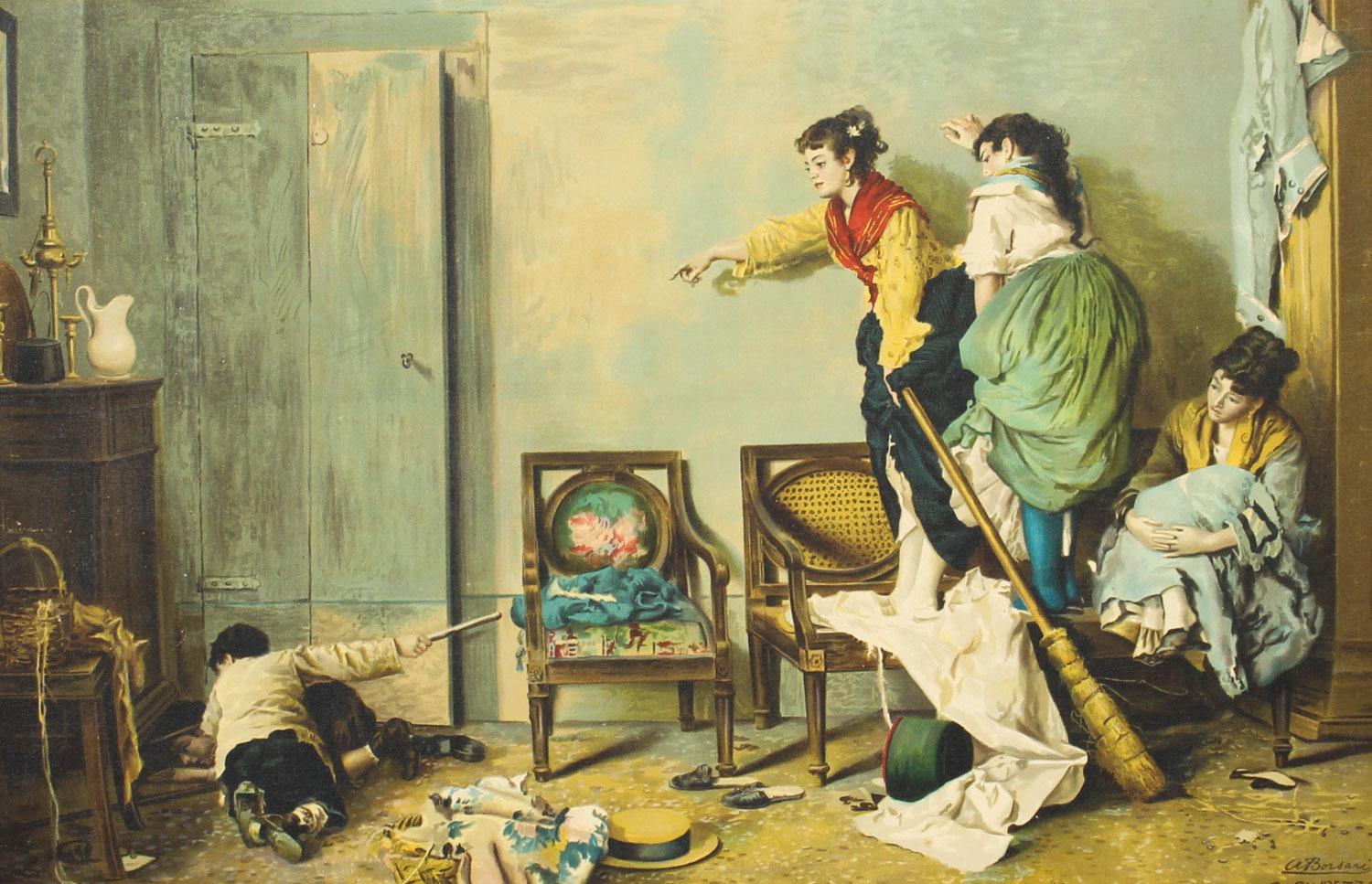 A beautiful and decorative Italian 1920s canvas print titled 