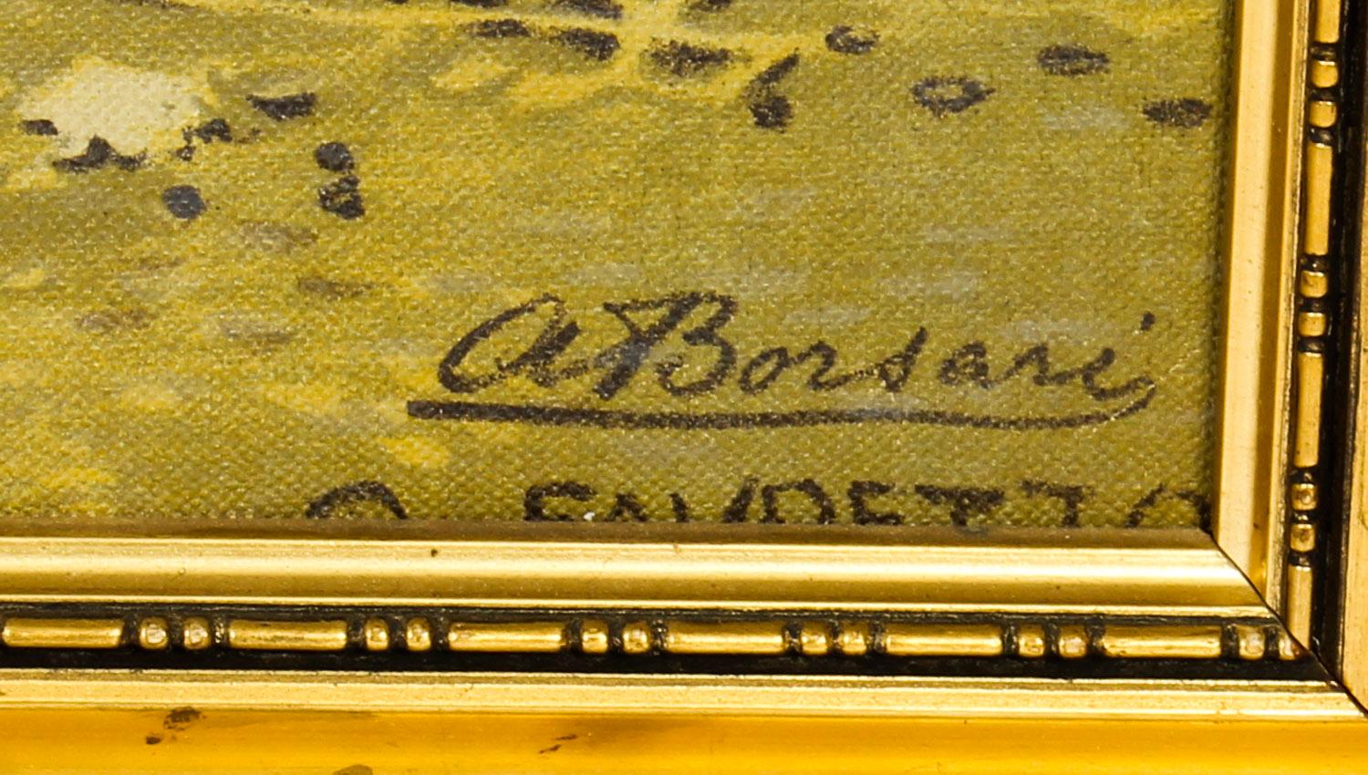 Antique Italian Canvas Print the Mouse Signed A Borsari, 1920s 1