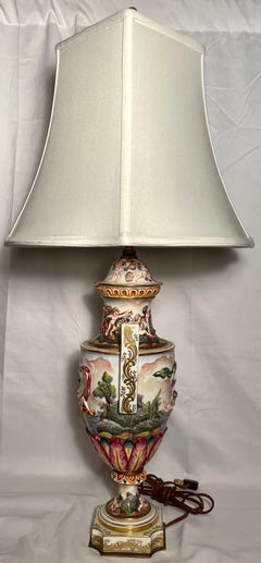 Antique Italian "Capo di Monte" Porcelain Lamp, Circa 1890
