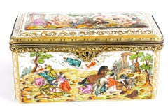 Antique Italian Capodimonte Large Porcelain Table Casket, 19th Century