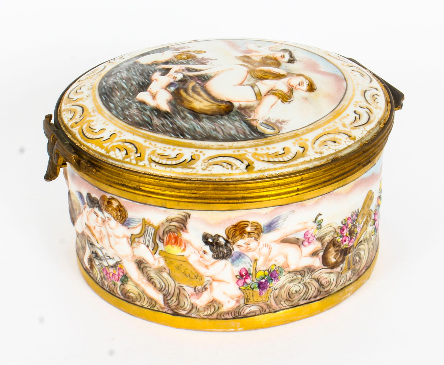 Late 19th Century Antique Italian Capodimonte Porcelain Table Casket, 19th Century