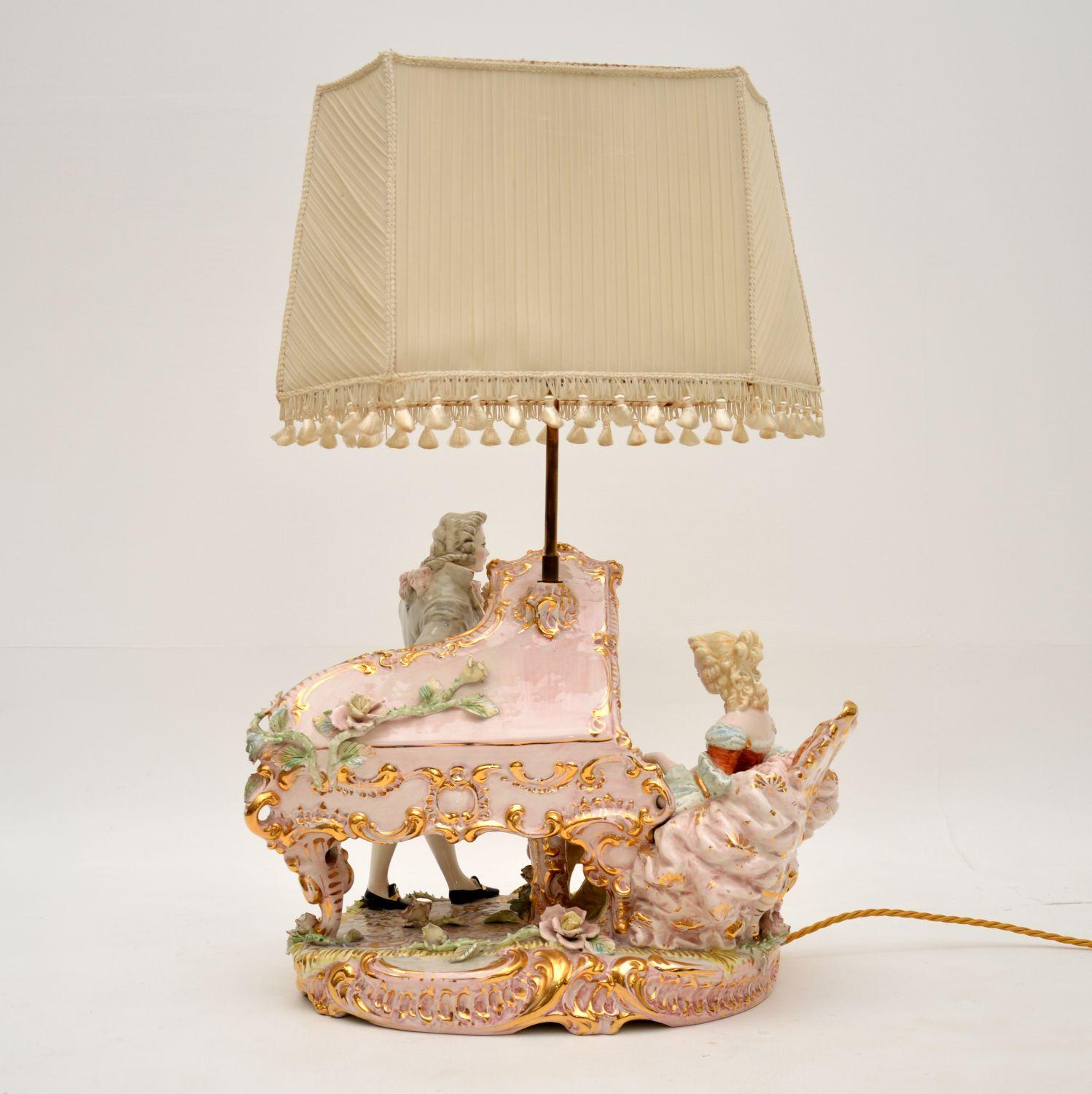 Antique Italian Capodimonte Porcelain Table Lamp 3