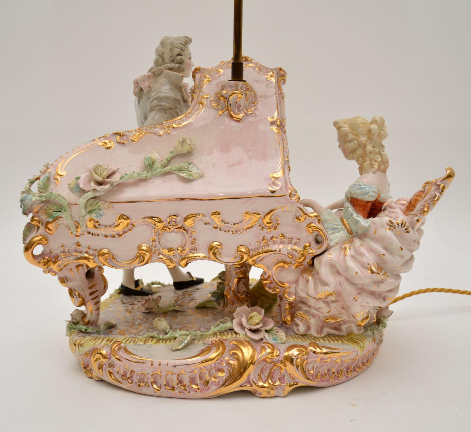 Antique Italian Capodimonte Porcelain Table Lamp 4