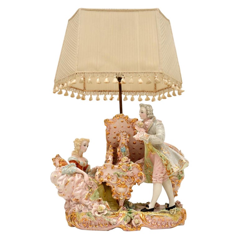Antique Italian Capodimonte Porcelain Table Lamp at 1stDibs