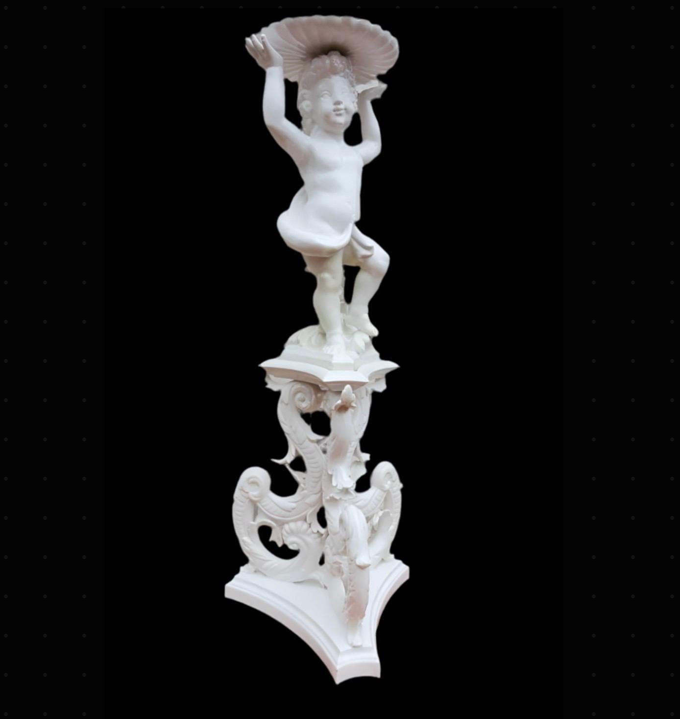 Antica scultura/supporto per piante figurative in stile Cherubino Putti di Capodimonte in vendita 2