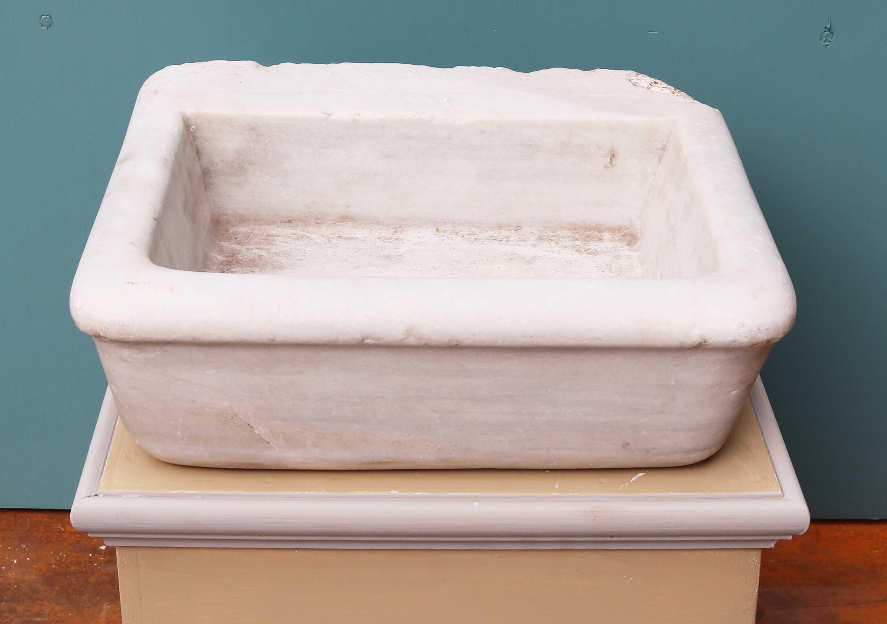 About

A small reclaimed antique marble bathroom sink.

Condition report

There are some small losses. Previous drain holes have been filled. 

Style

Italianate, Georgian, Country

Date of manufacture

circa 1780

Period

18th