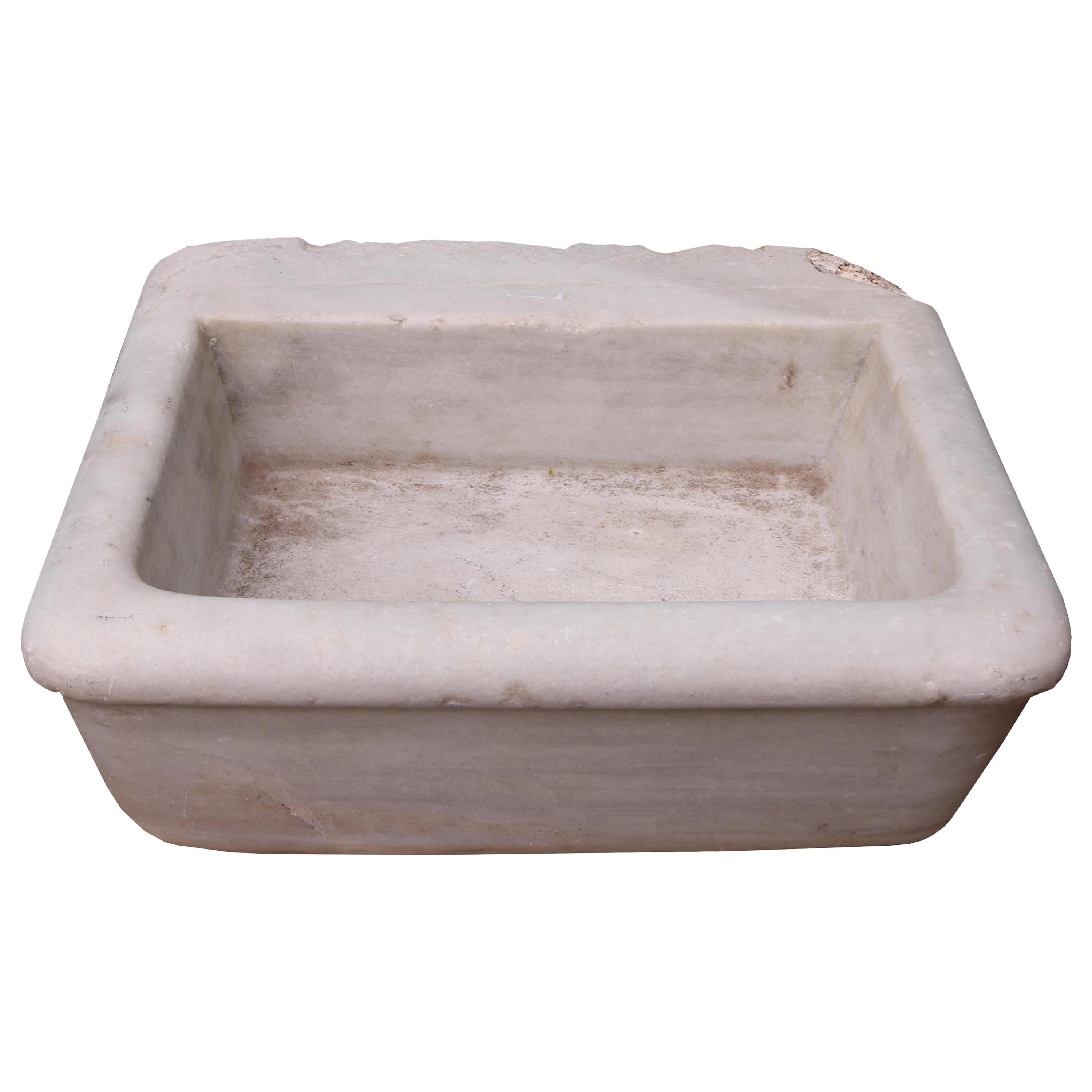 Antique Italian Carrara Marble Basin