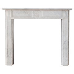 Antique Italian Carrara Marble Fireplace with Urn