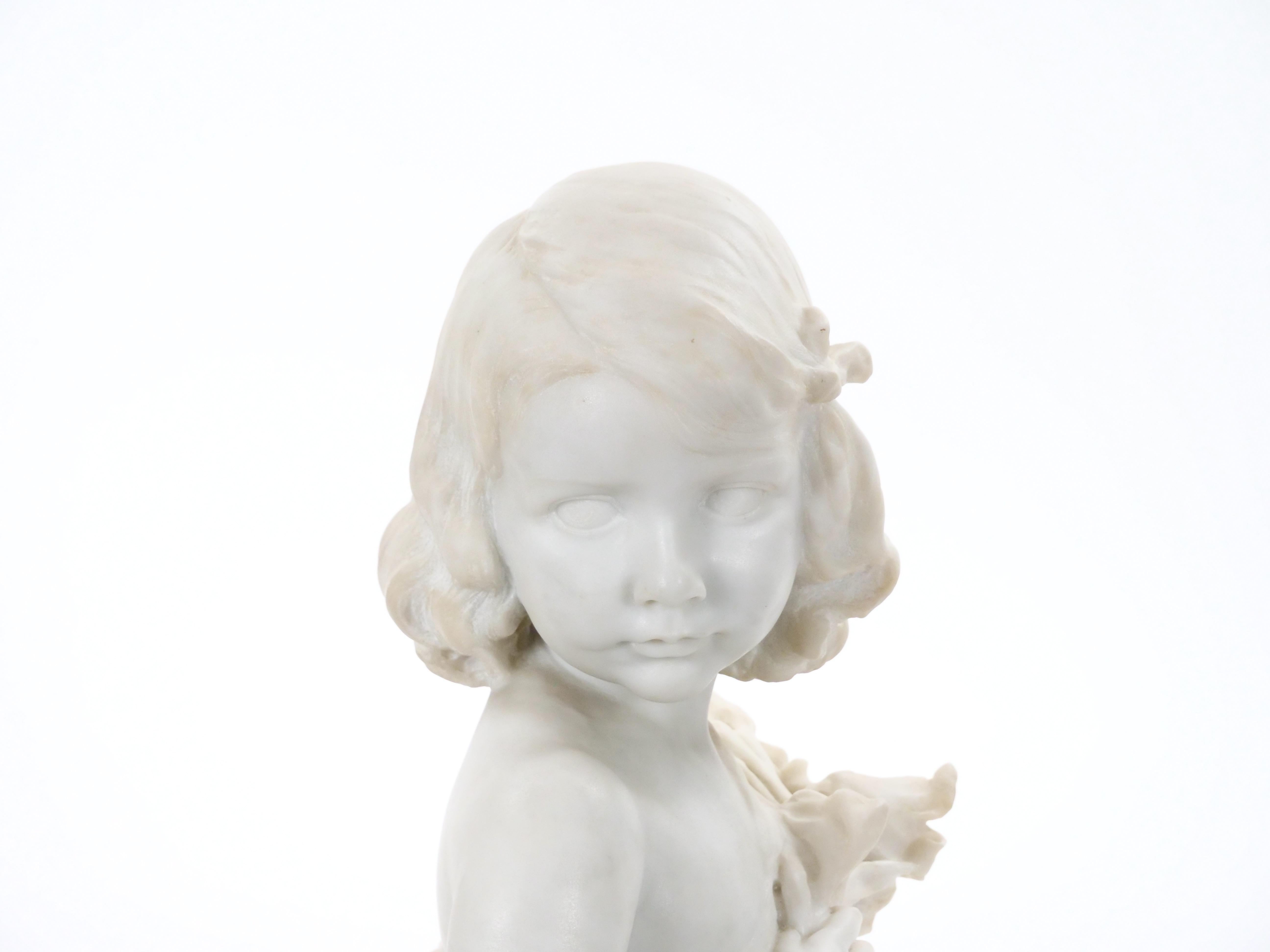 Ancien portrait en marbre de Carrare d'une jeune fille par Pietro Canonica en vente 3