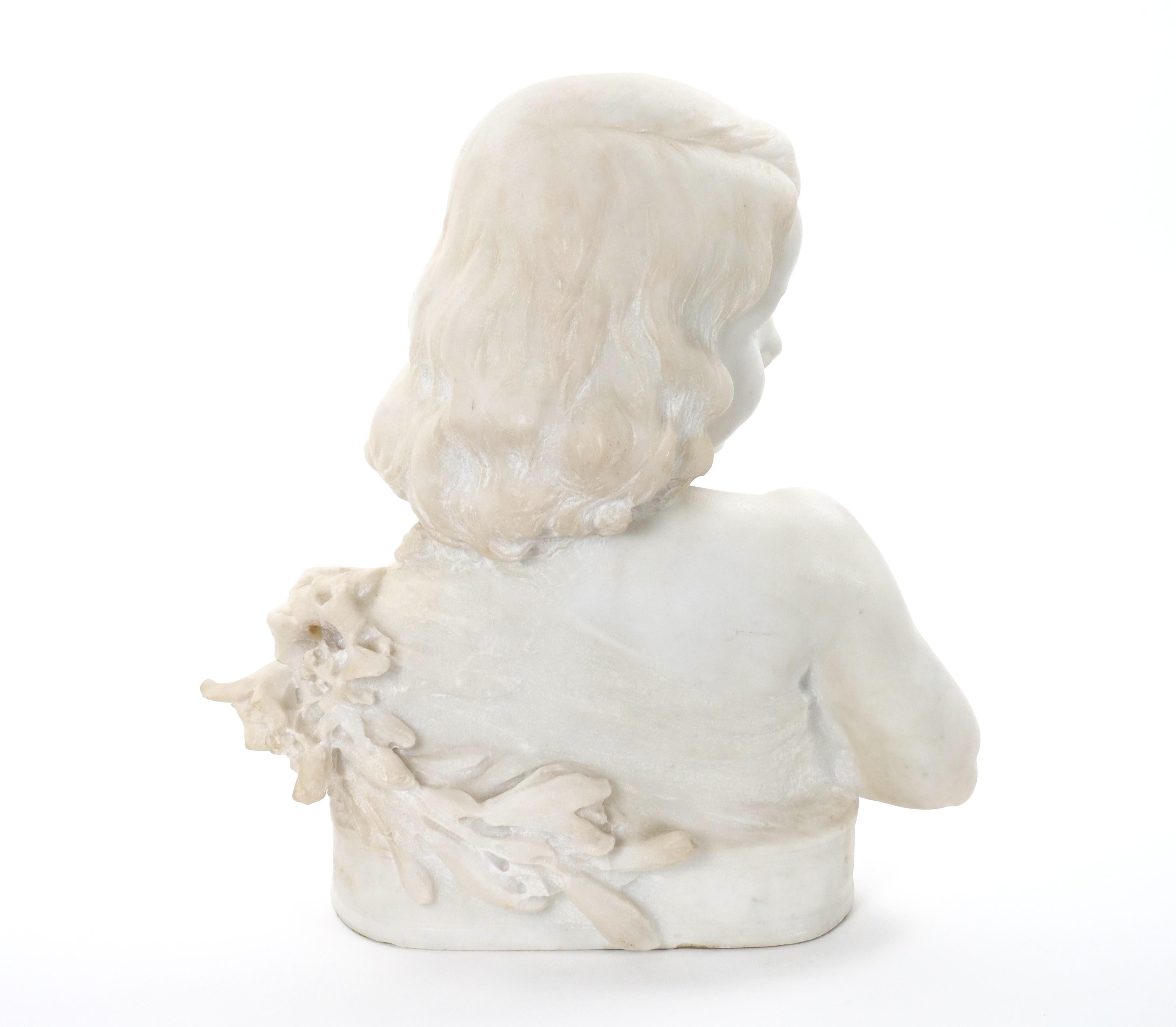 Ancien portrait en marbre de Carrare d'une jeune fille par Pietro Canonica en vente 5