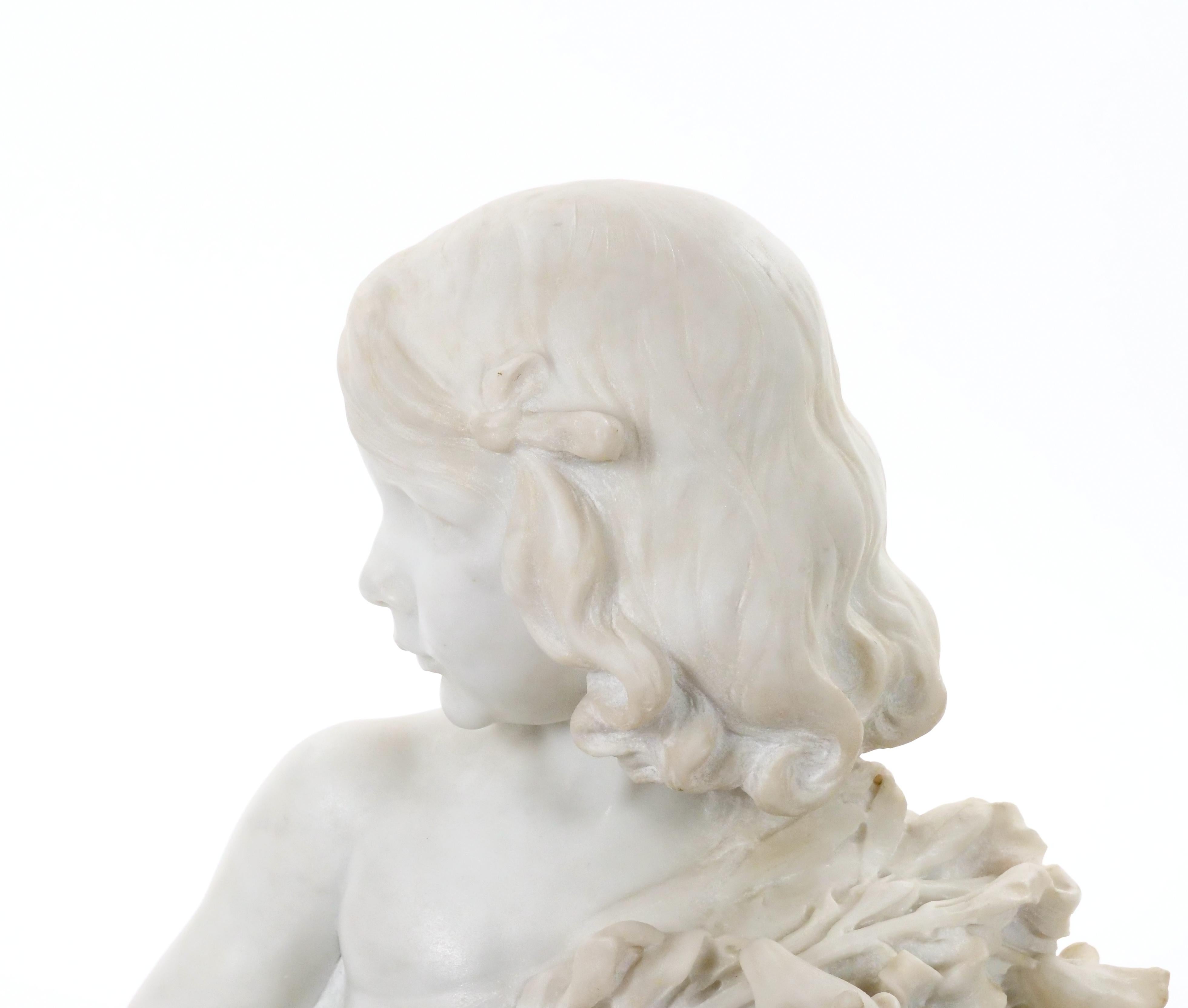 Ancien portrait en marbre de Carrare d'une jeune fille par Pietro Canonica Bon état - En vente à Tarry Town, NY