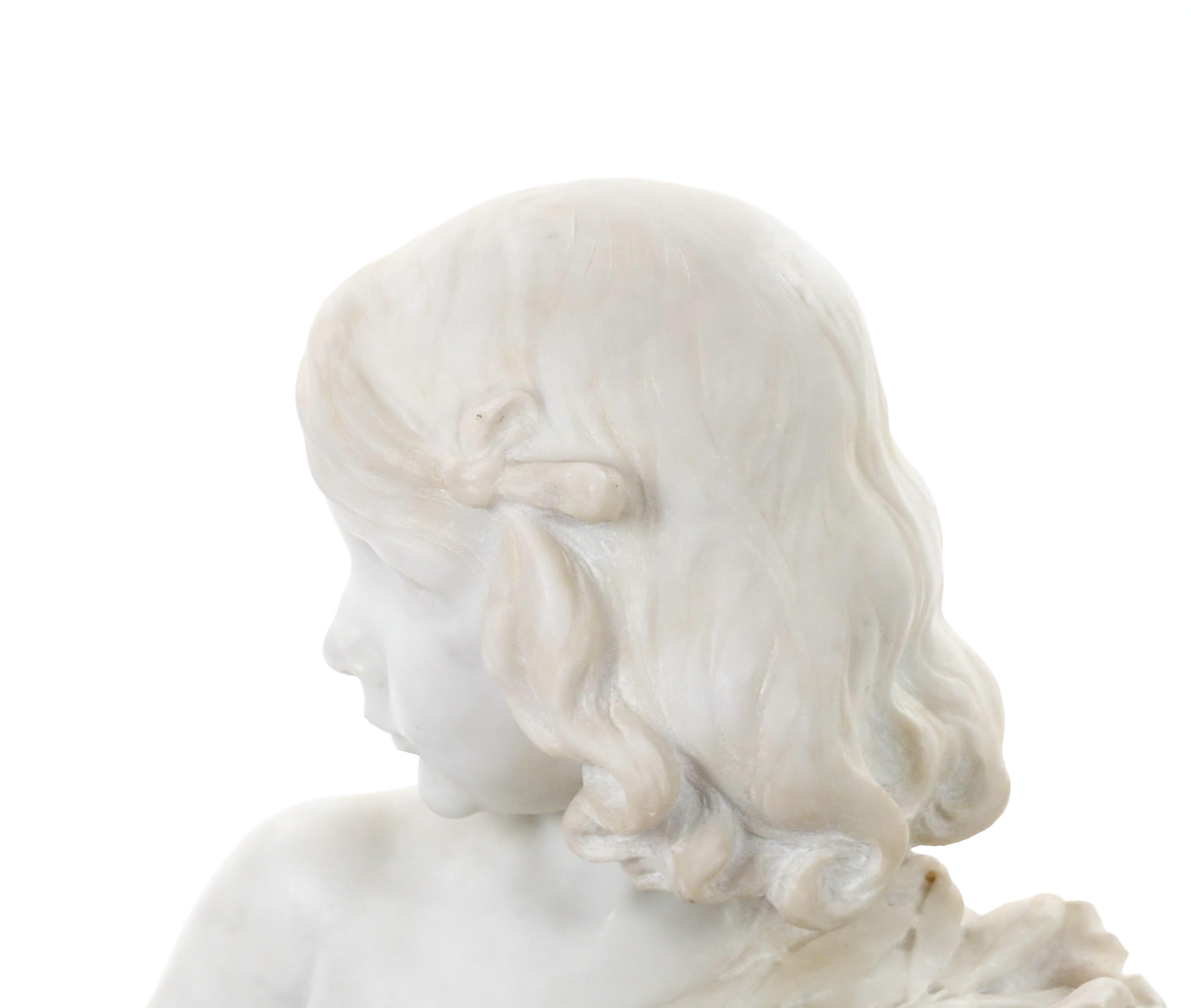 Ancien portrait en marbre de Carrare d'une jeune fille par Pietro Canonica en vente 1